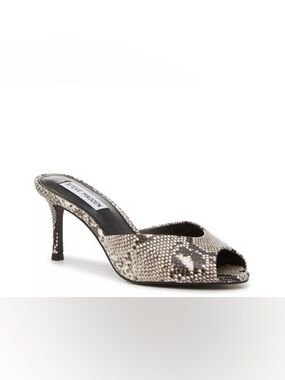 Steve Madden Black & White Snake-Print Slip-On Mules